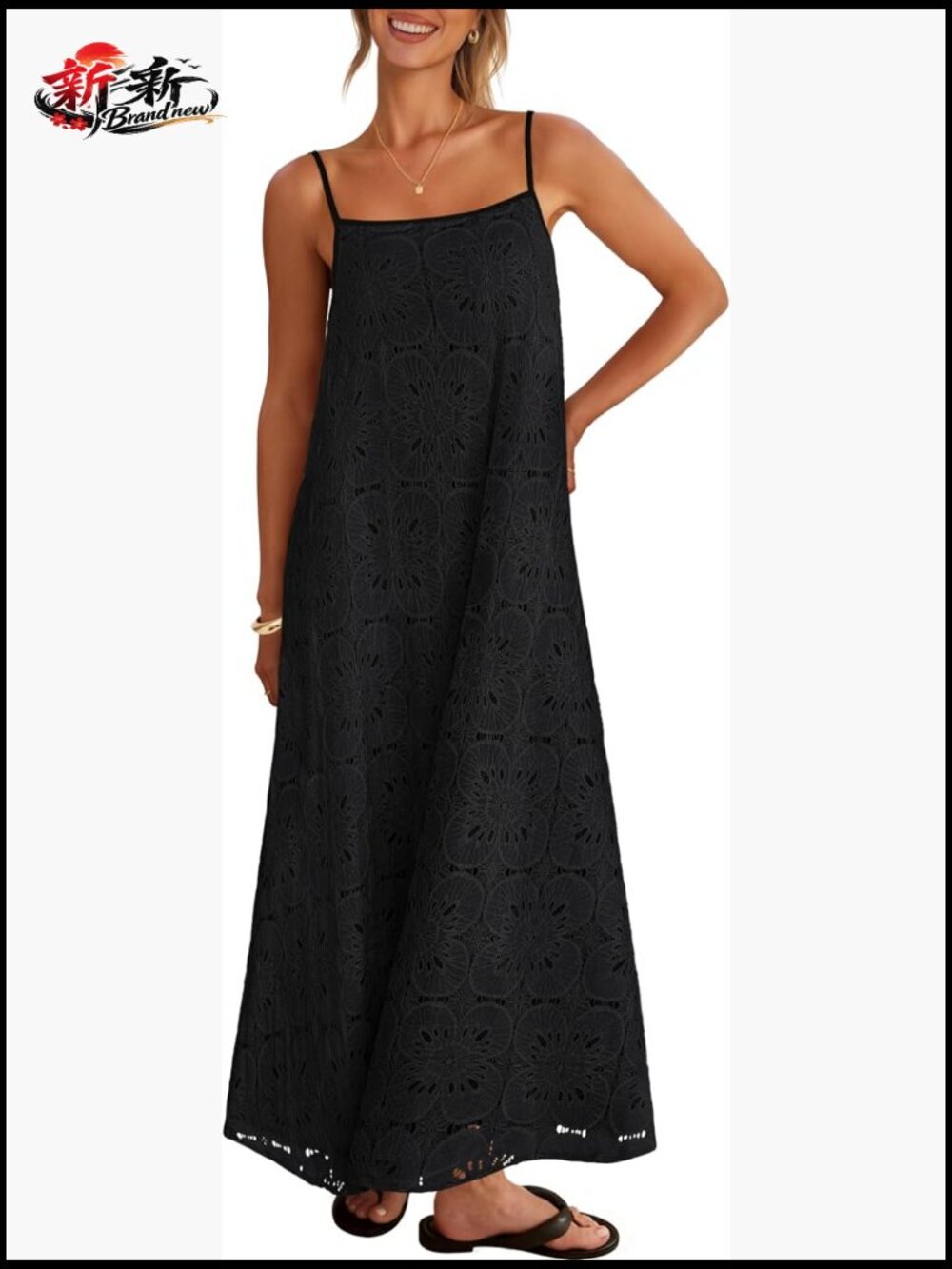Boho Maxi Dress Spaghetti Straps Sleeveless Square Neck A-Line Vacation